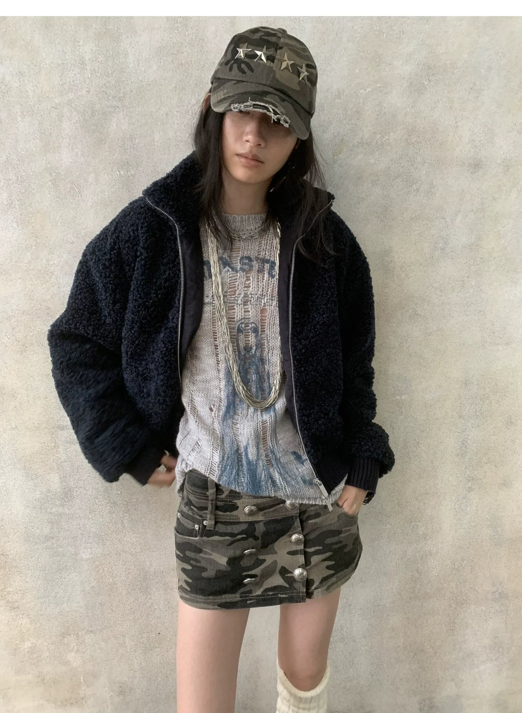 STAND-COLLAR SHERPA SHORT JACKET – 2colors