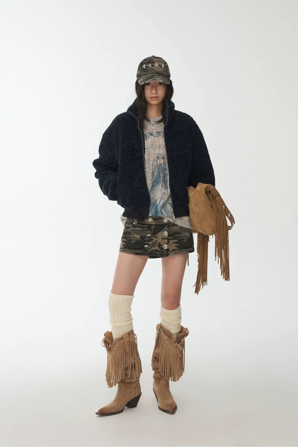 STAND-COLLAR SHERPA SHORT JACKET – 2colors