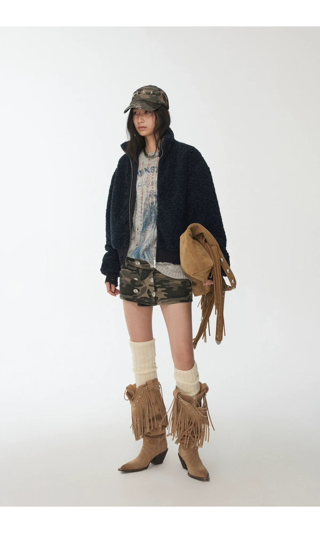 STAND-COLLAR SHERPA SHORT JACKET – 2colors