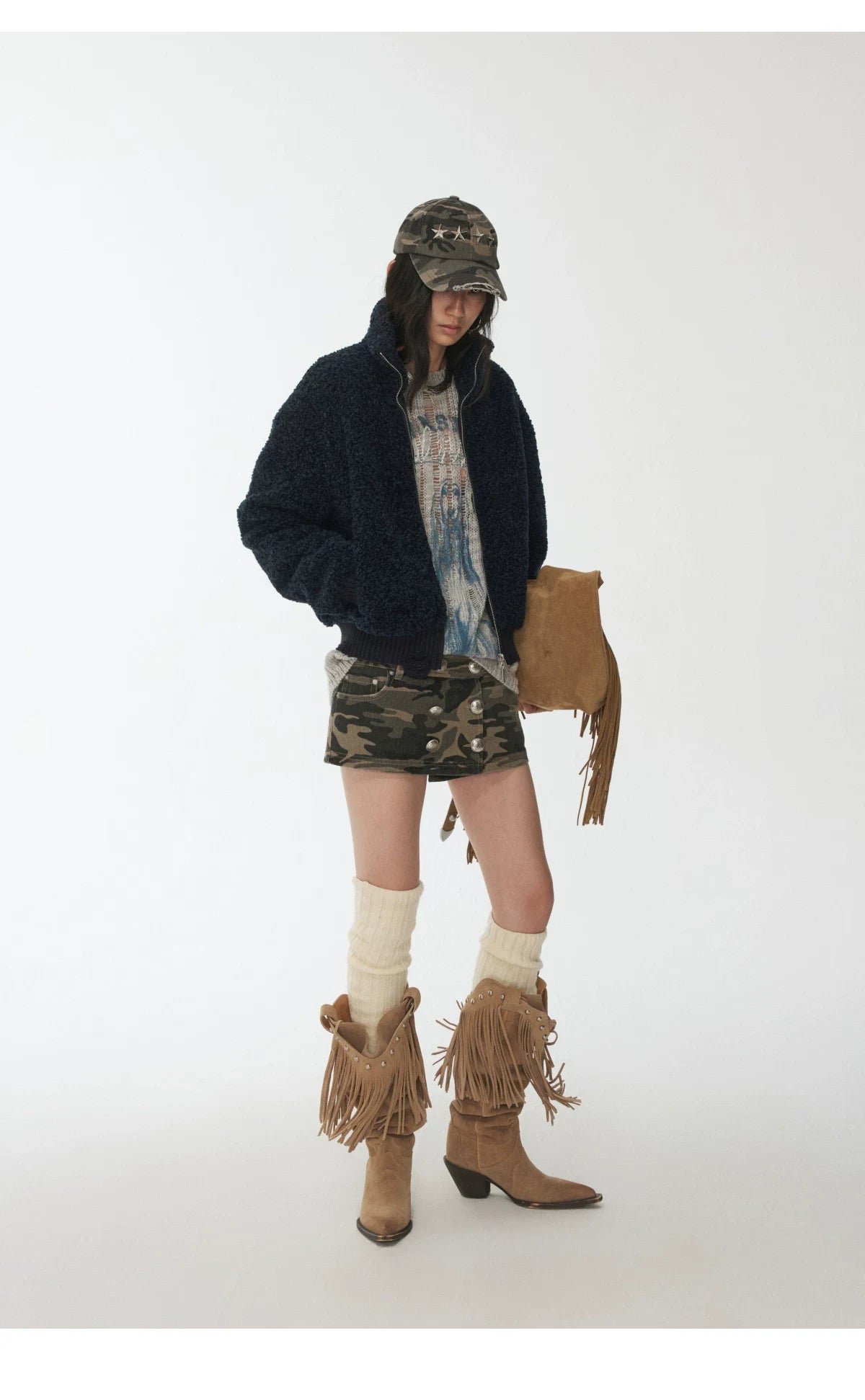 STAND-COLLAR SHERPA SHORT JACKET – 2colors