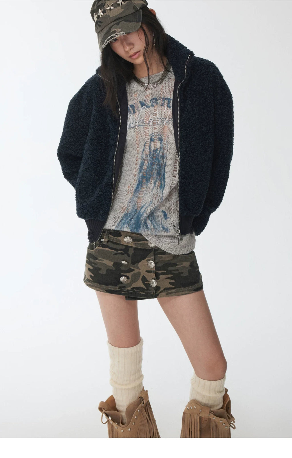 STAND-COLLAR SHERPA SHORT JACKET – 2colors