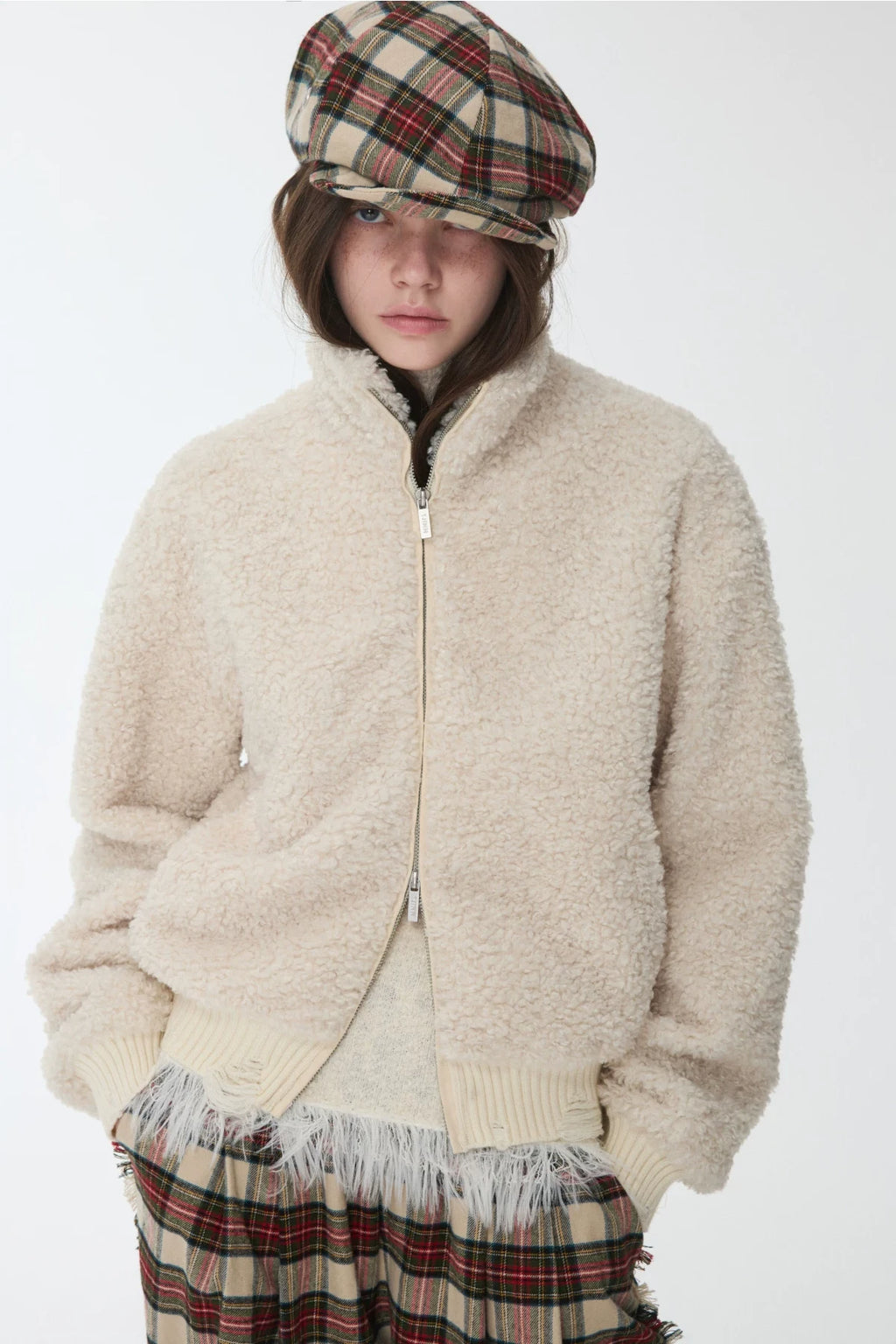STAND-COLLAR SHERPA SHORT JACKET – 2colors