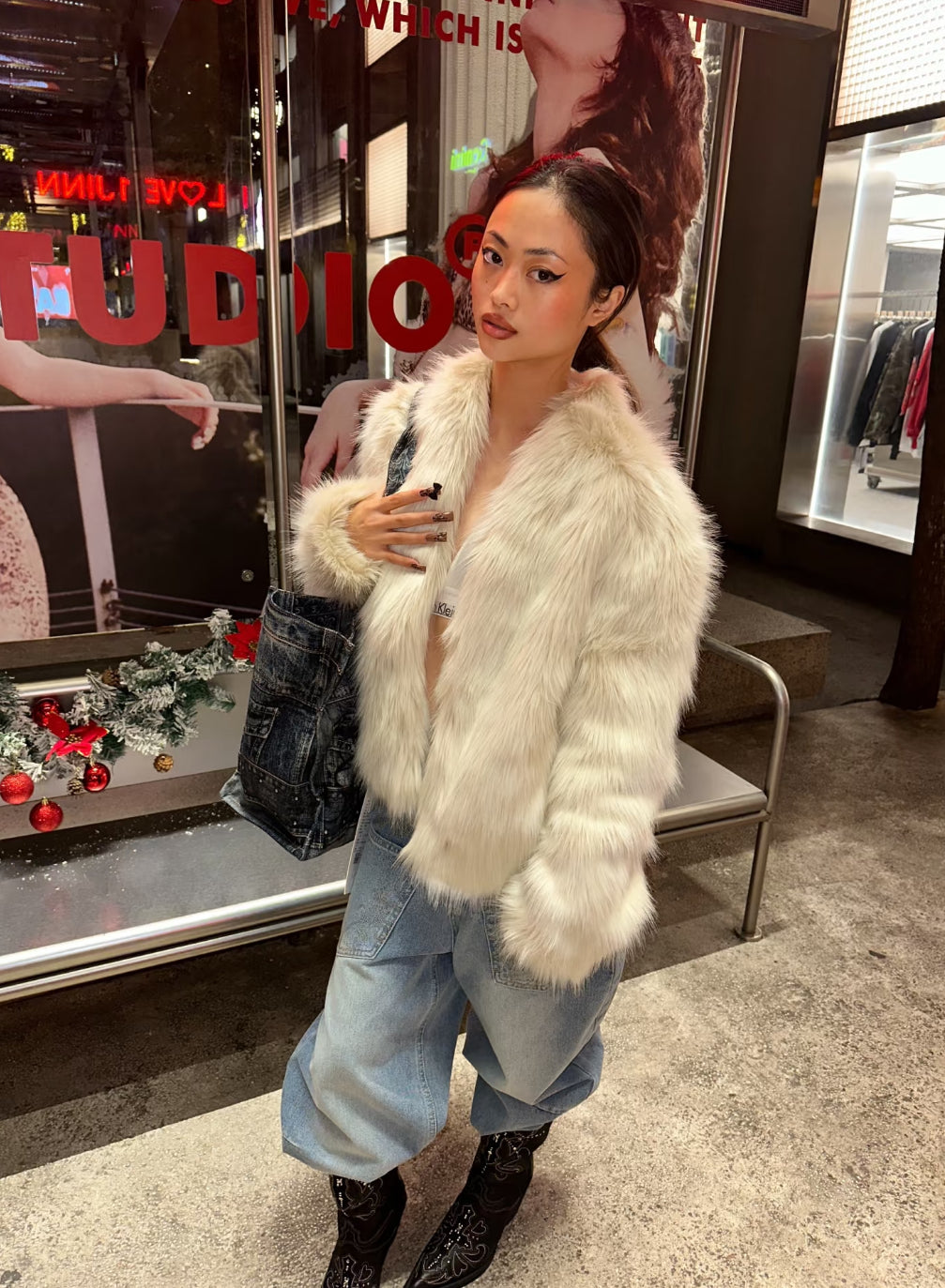CREAM FUR DELISH FAUX-FUR JACKET