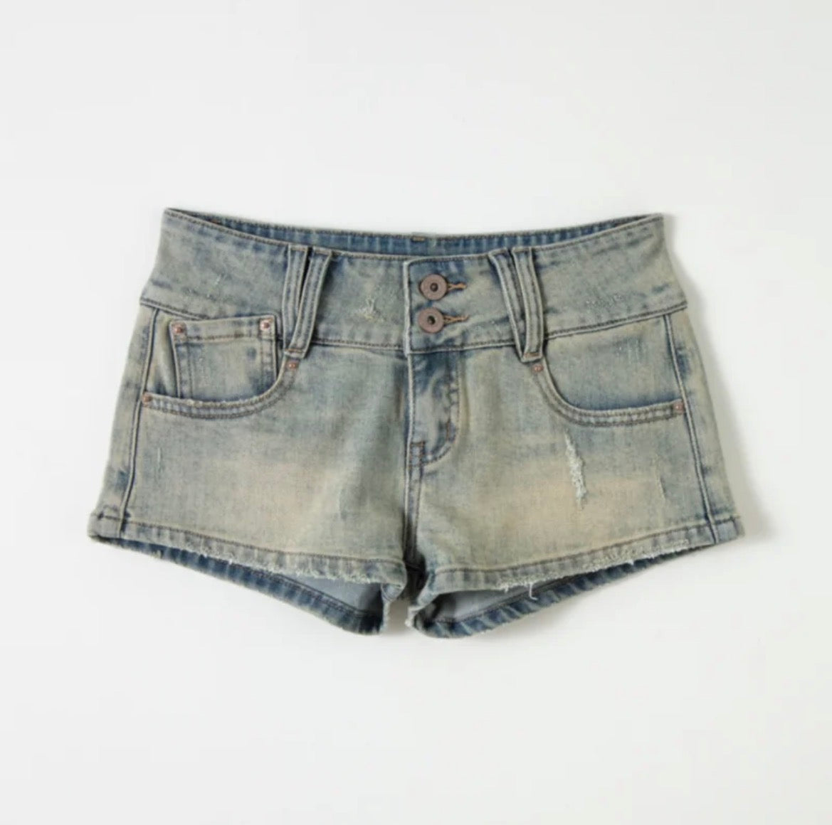 ⭑1JINN EXCLUSIVE ITEM AVAILABLE EXCLUSIVELY ONLINE AT SHELONGZ⭑ IN STOCK ♱ CAT BLESS YOU DENIM MICRO SHORTS