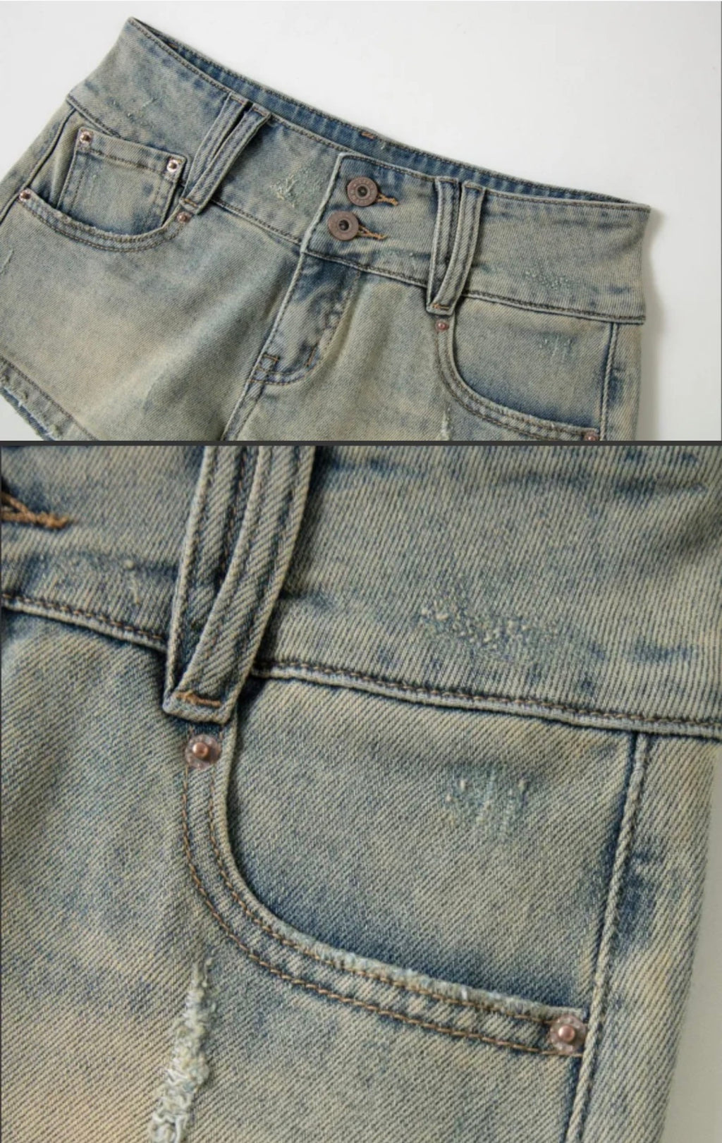 ⭑1JINN EXCLUSIVE ITEM AVAILABLE EXCLUSIVELY ONLINE AT SHELONGZ⭑ IN STOCK ♱ CAT BLESS YOU DENIM MICRO SHORTS
