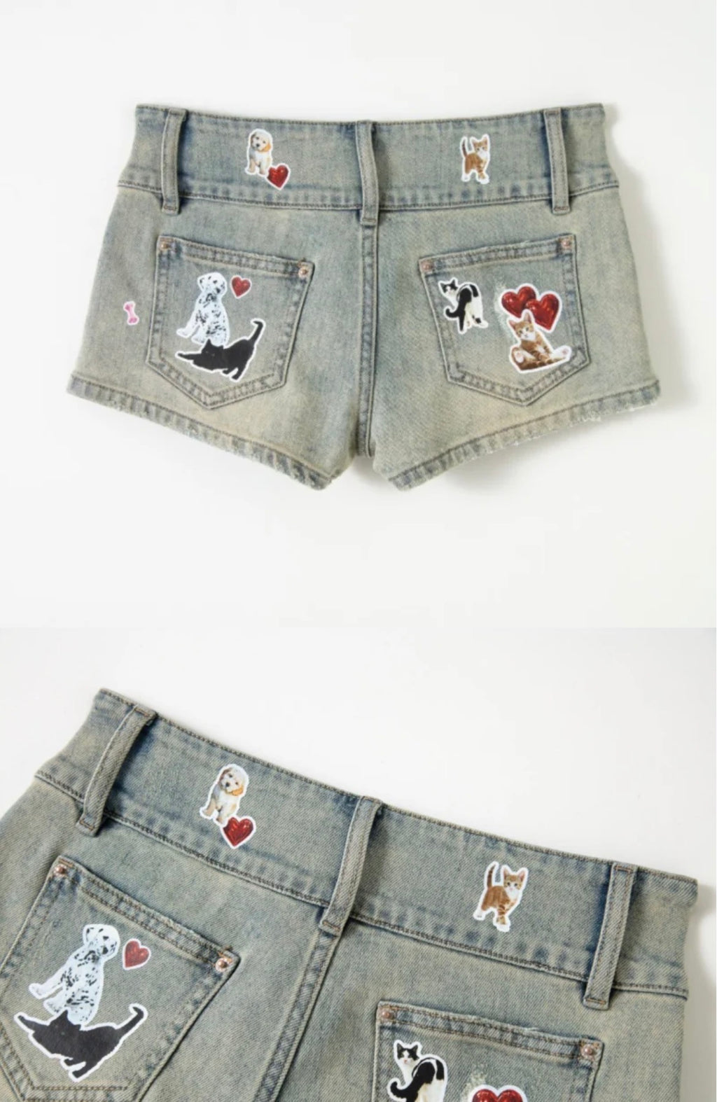 ⭑1JINN EXCLUSIVE ITEM AVAILABLE EXCLUSIVELY ONLINE AT SHELONGZ⭑ IN STOCK ♱ CAT BLESS YOU DENIM MICRO SHORTS