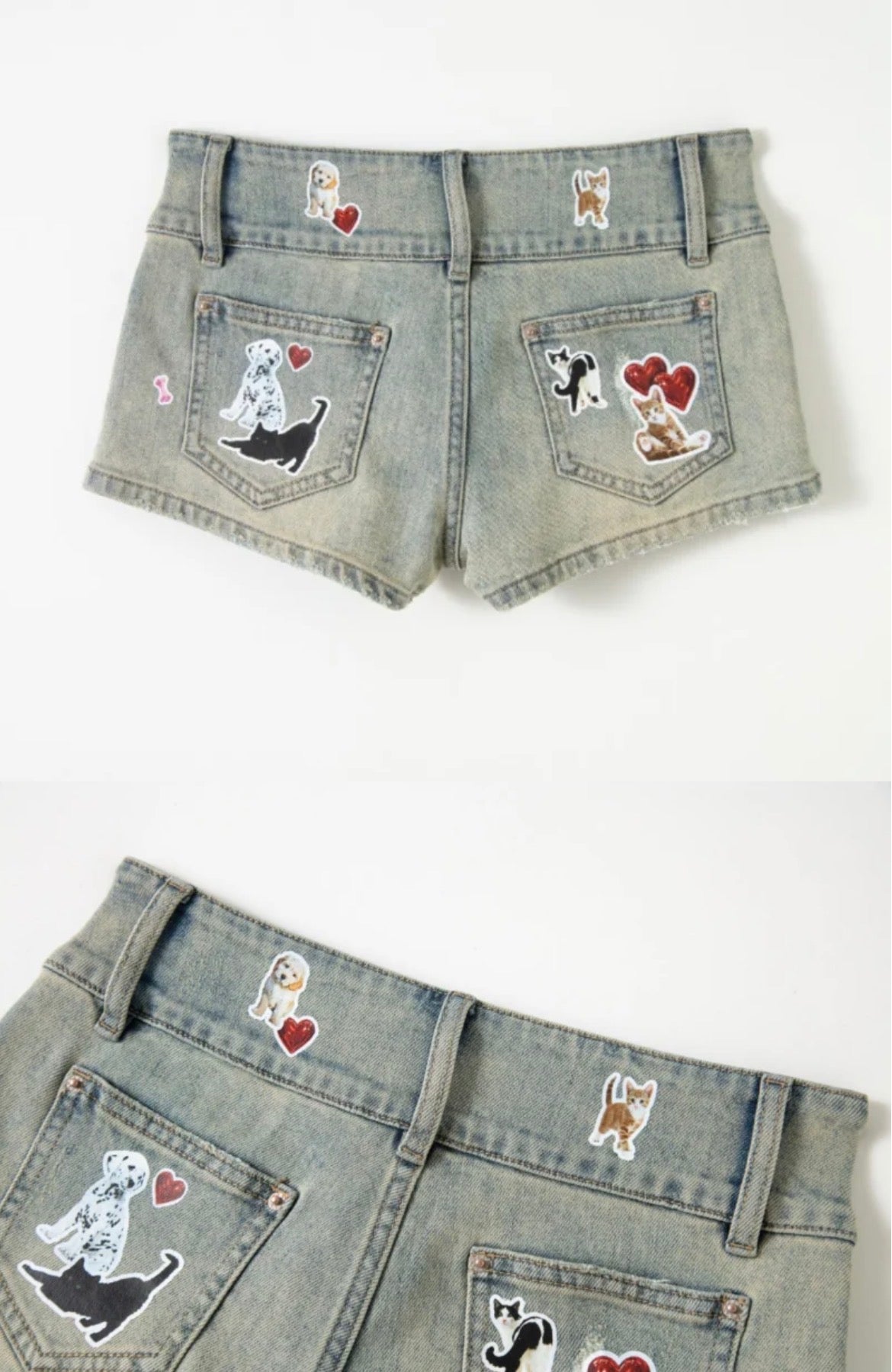 ⭑1JINN EXCLUSIVE ITEM AVAILABLE EXCLUSIVELY ONLINE AT SHELONGZ⭑ IN STOCK ♱ CAT BLESS YOU DENIM MICRO SHORTS