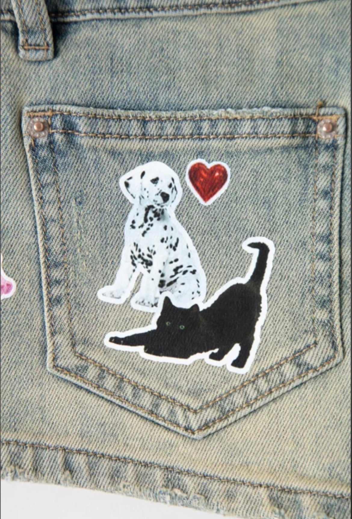CAT BLESS YOU DENIM MICRO SHORTS (1JINN EXCLUSIVE)
