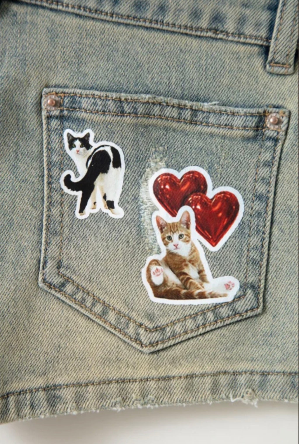 ⭑1JINN EXCLUSIVE ITEM AVAILABLE EXCLUSIVELY ONLINE AT SHELONGZ⭑ IN STOCK ♱ CAT BLESS YOU DENIM MICRO SHORTS