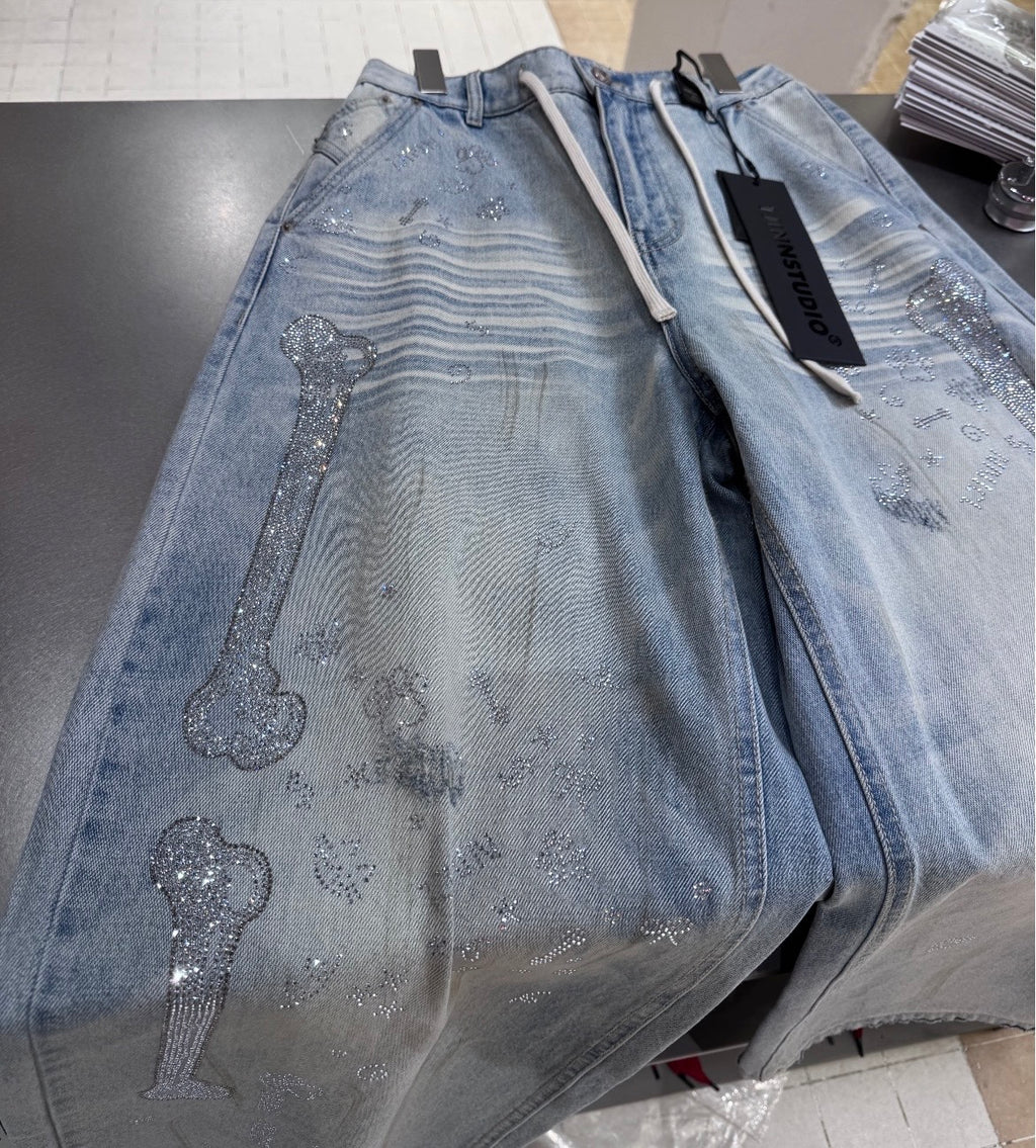 MEOVV MUD-DYED WIDE-LEG JEANS + FREE CAT & DOG BROOCH PIN SET – 3styles