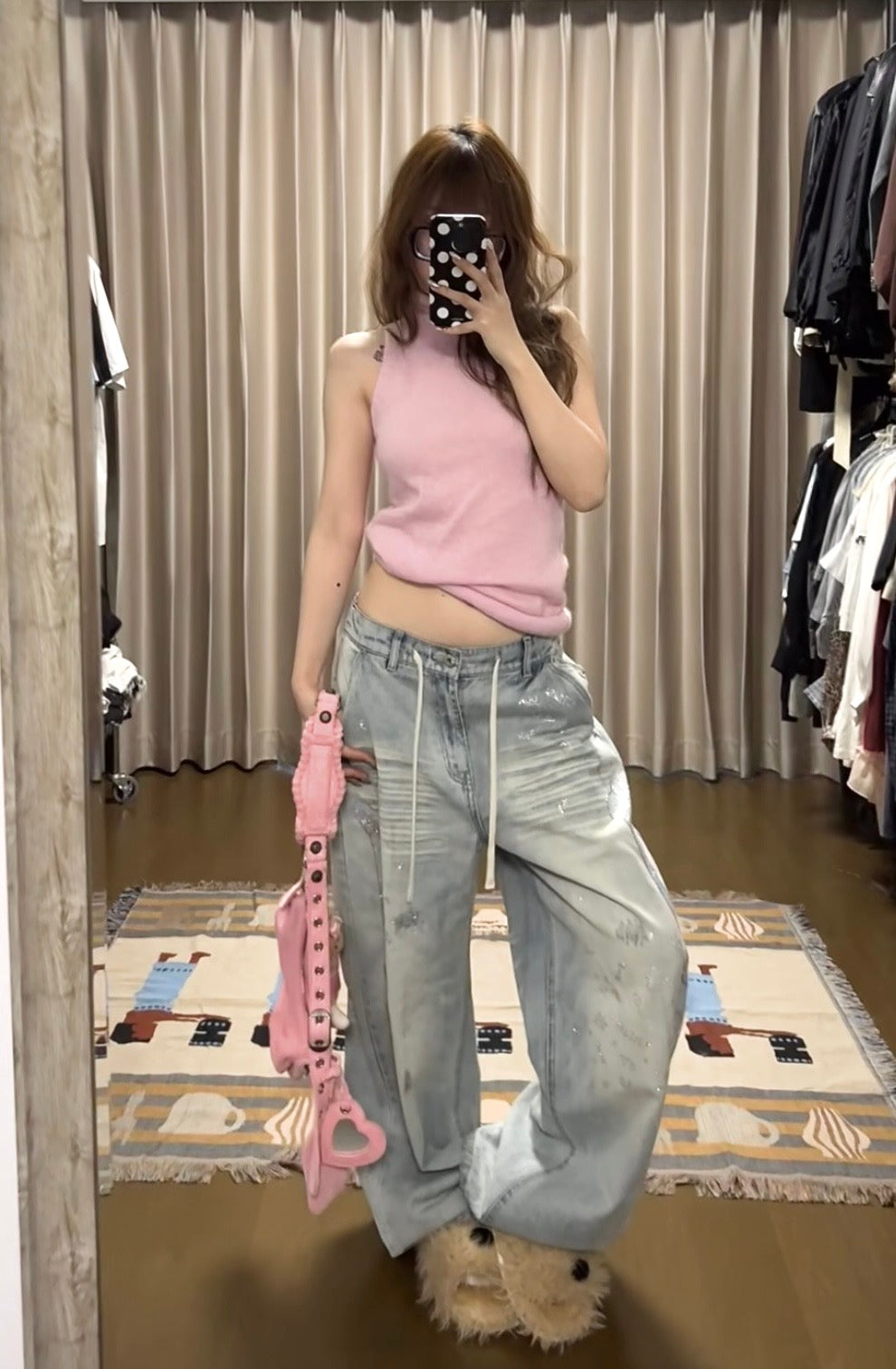 MEOVV MUD-DYED WIDE-LEG JEANS + FREE CAT & DOG BROOCH PIN SET – 3styles
