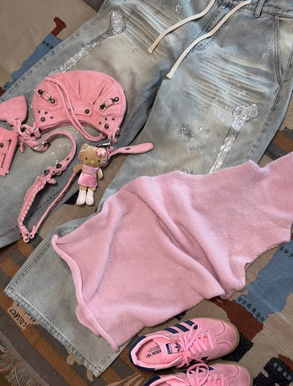 MEOVV MUD-DYED WIDE-LEG JEANS + FREE CAT & DOG BROOCH PIN SET – 3styles