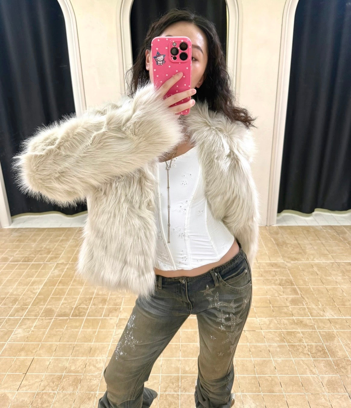 ⭑1JINN EXCLUSIVE ITEM AVAILABLE EXCLUSIVELY ONLINE AT SHELONGZ⭑ IN STOCK ♱ Y2K STAR STUDS & RHINESTONE STARS JEANS - 2styles