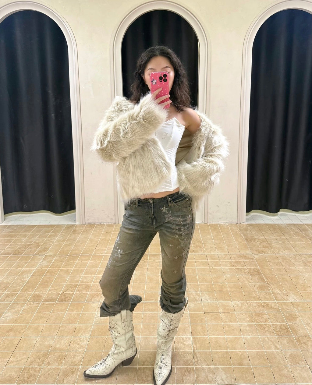 ⭑1JINN EXCLUSIVE ITEM AVAILABLE EXCLUSIVELY ONLINE AT SHELONGZ⭑ IN STOCK ♱ Y2K STAR STUDS & RHINESTONE STARS JEANS - 2styles