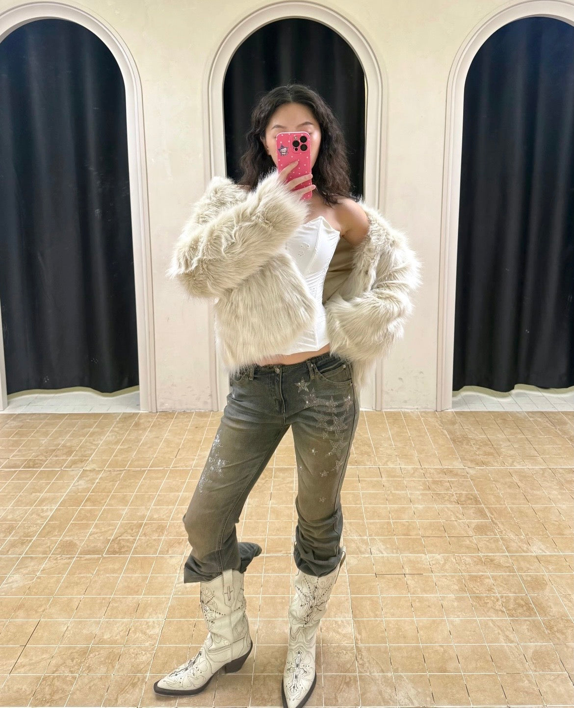 ⭑1JINN EXCLUSIVE ITEM AVAILABLE EXCLUSIVELY ONLINE AT SHELONGZ⭑ IN STOCK ♱ Y2K STAR STUDS & RHINESTONE STARS JEANS - 2styles