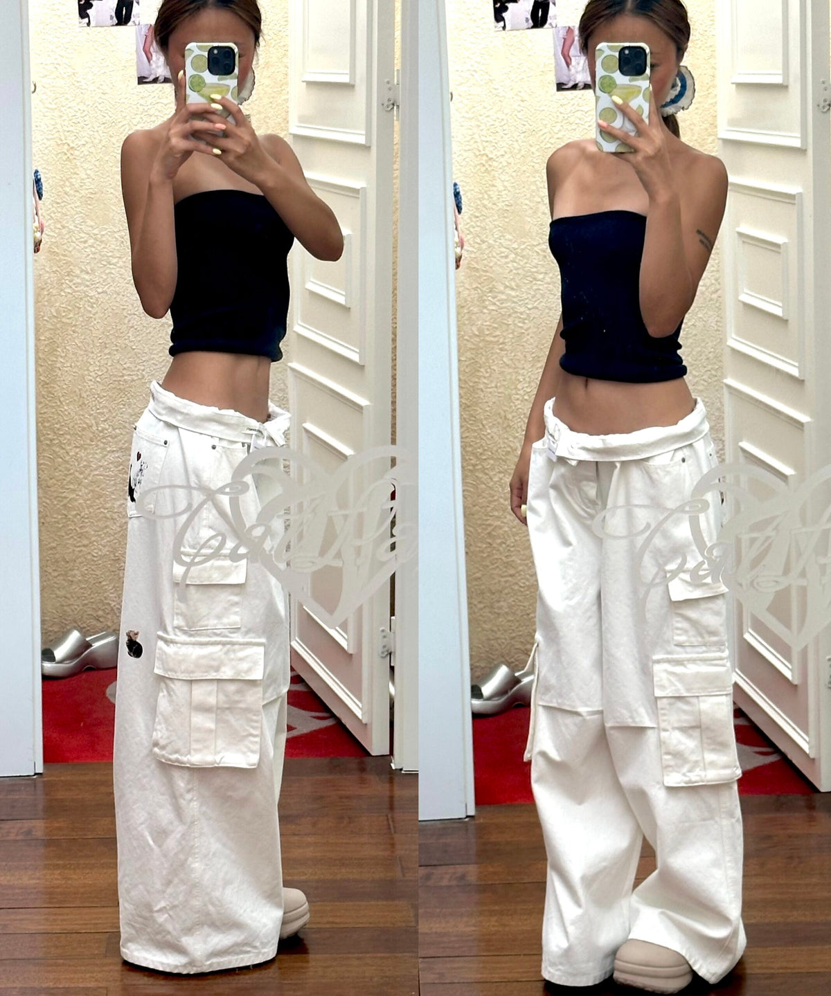 CAT BLESS YOU CARGO DENIM PANTS & BERMUDA LOW DENIM SHORTS (1JINN EXCLUSIVE)