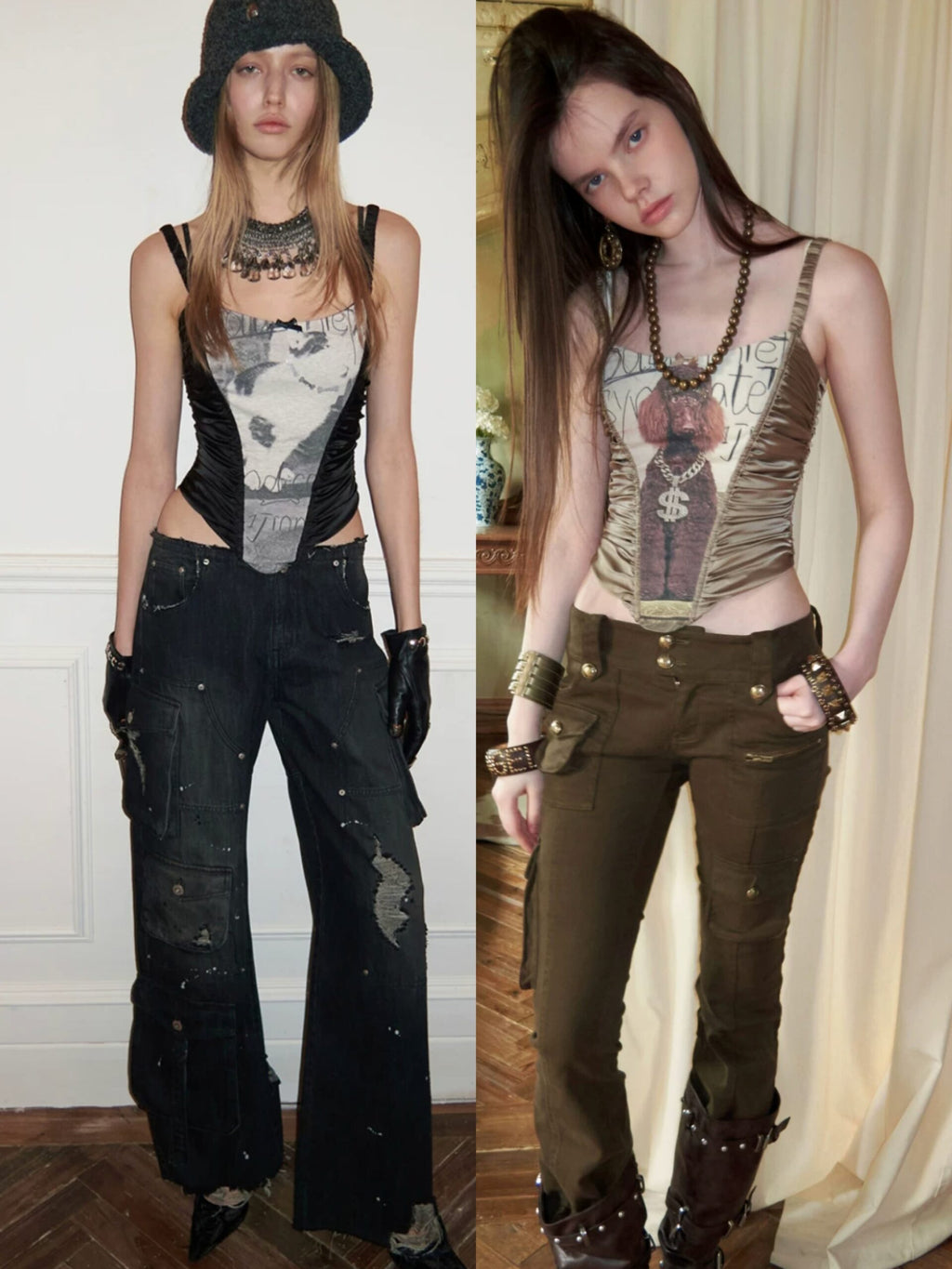 POSH PUP CORSET-STYLE CROPPED CAMISOLE - 2colors