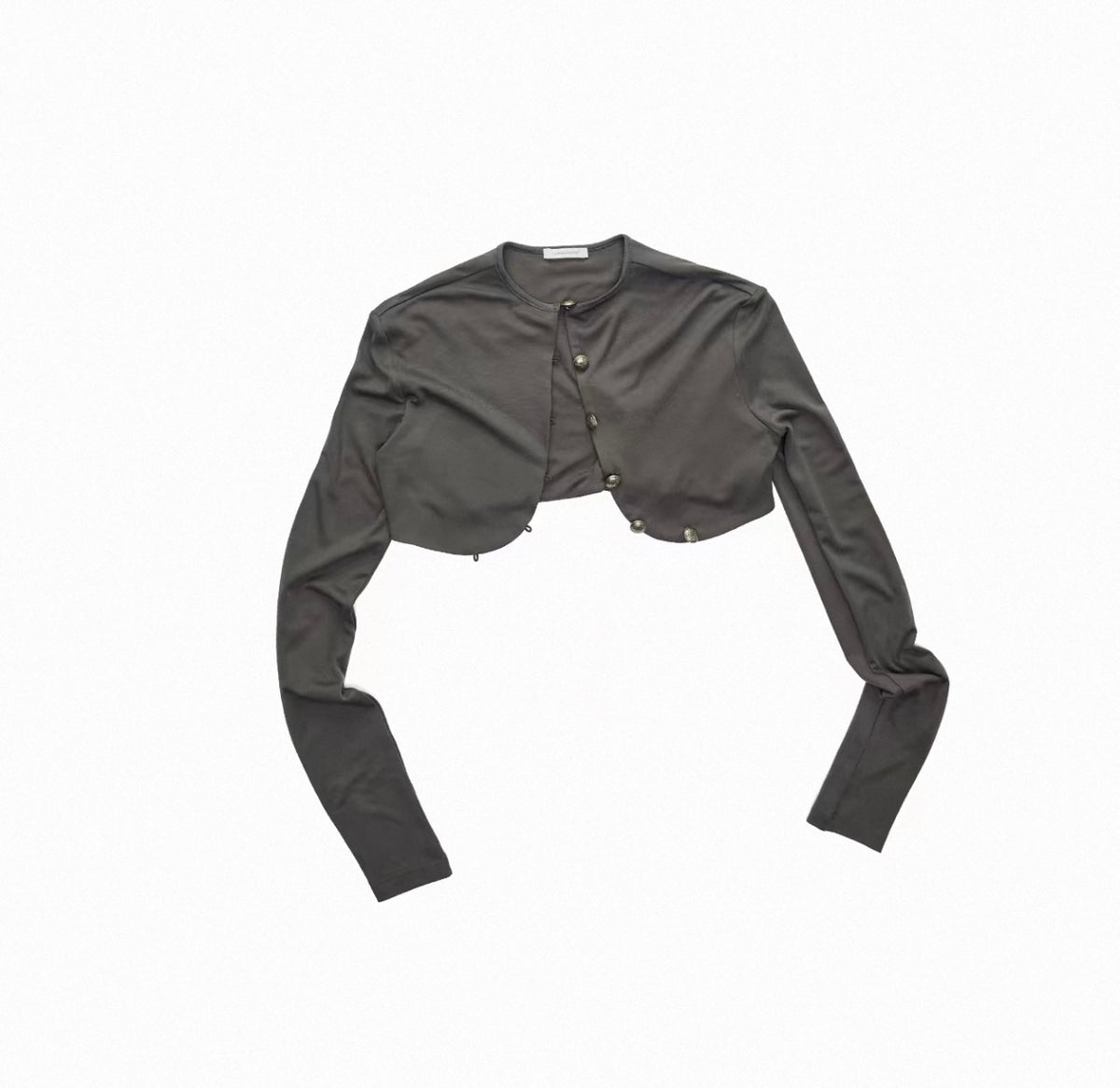 METAL BUTTON CROPPED KNIT BOLERO JACKET - 2colors