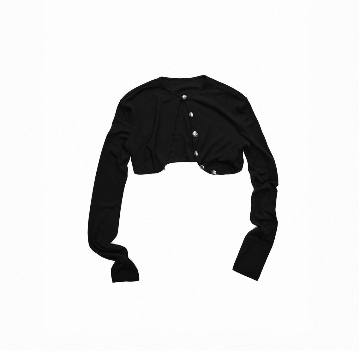 METAL BUTTON CROPPED KNIT BOLERO JACKET - 2colors