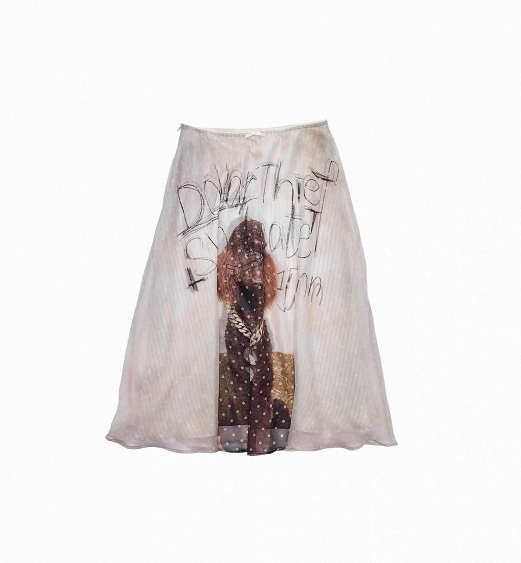 LAYERED SHEER CHIFFON A-LINE MIDI SKIRT - 2colors
