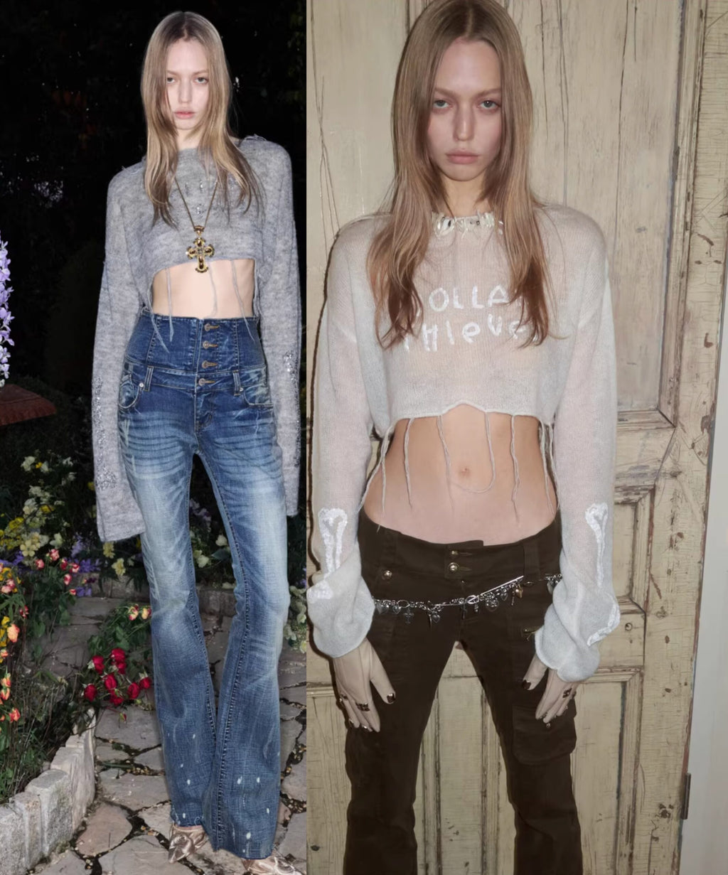 SEQUIN SHEER KNIT CROPPED SWEATER – 3colors