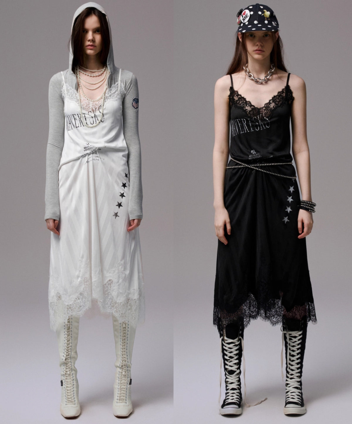 VINTAGE LACE-TRIM SLIP DRESS – 2colors