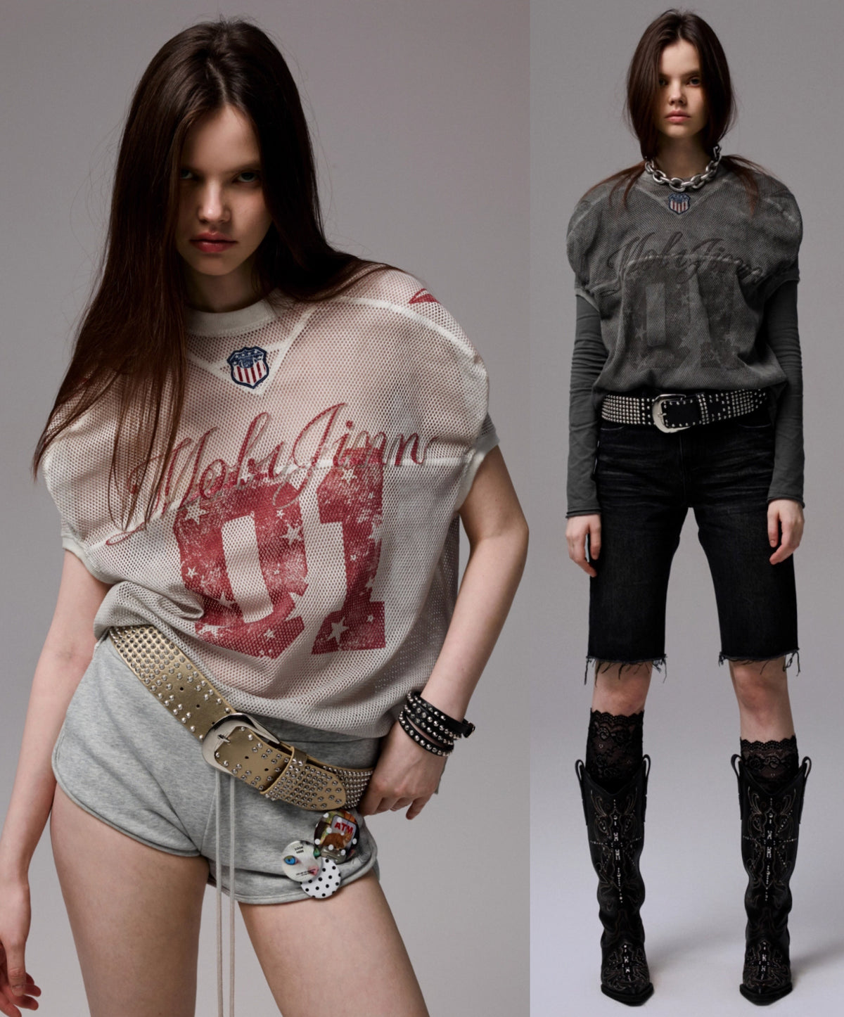 VINTAGE PRINTED RUGBY JERSEY TOP – 2colors