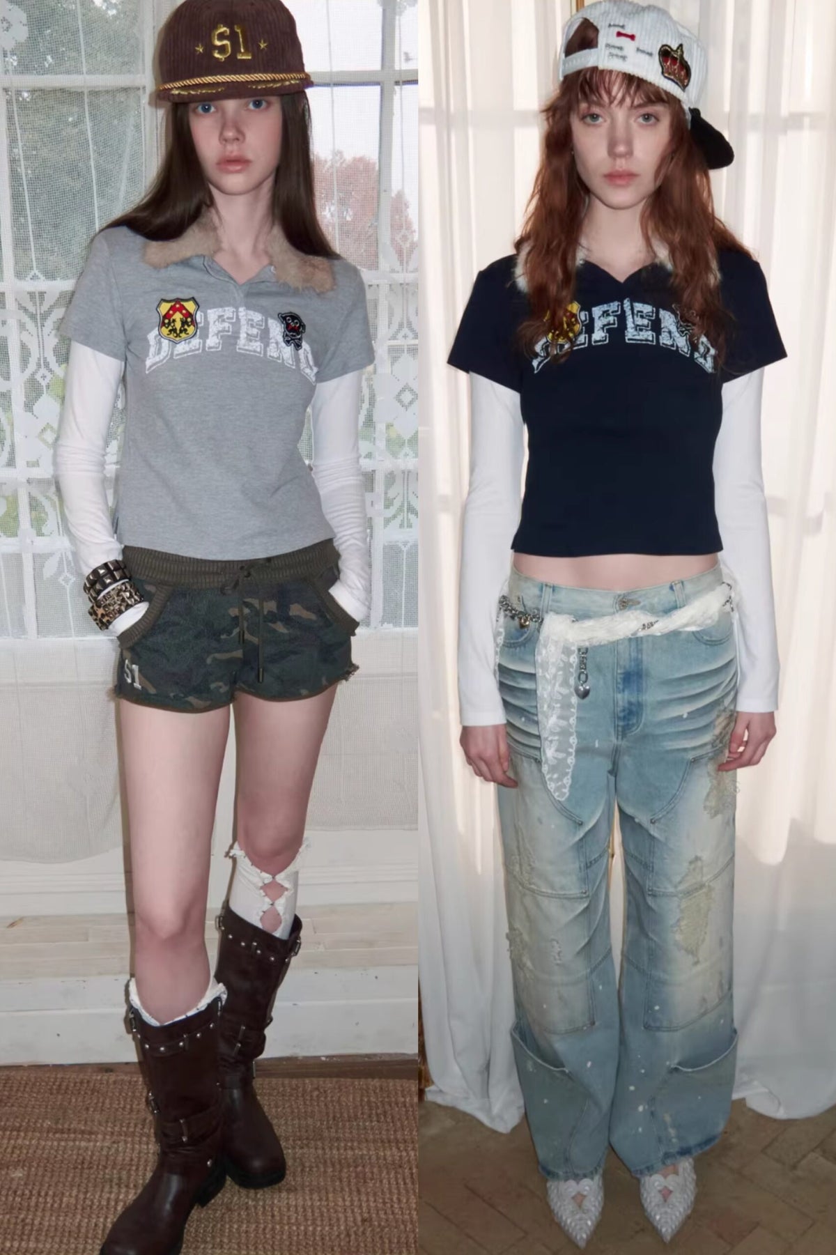 Y2K LAYERED FUR COLLAR DETACHABLE TEE – 2colors