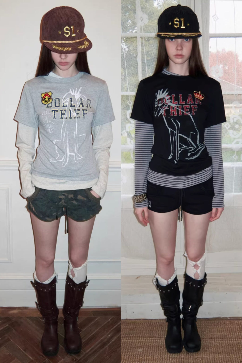 Y2K GRAPHIC LAYERED LONG SLEEVE TEE ♱ 2colors