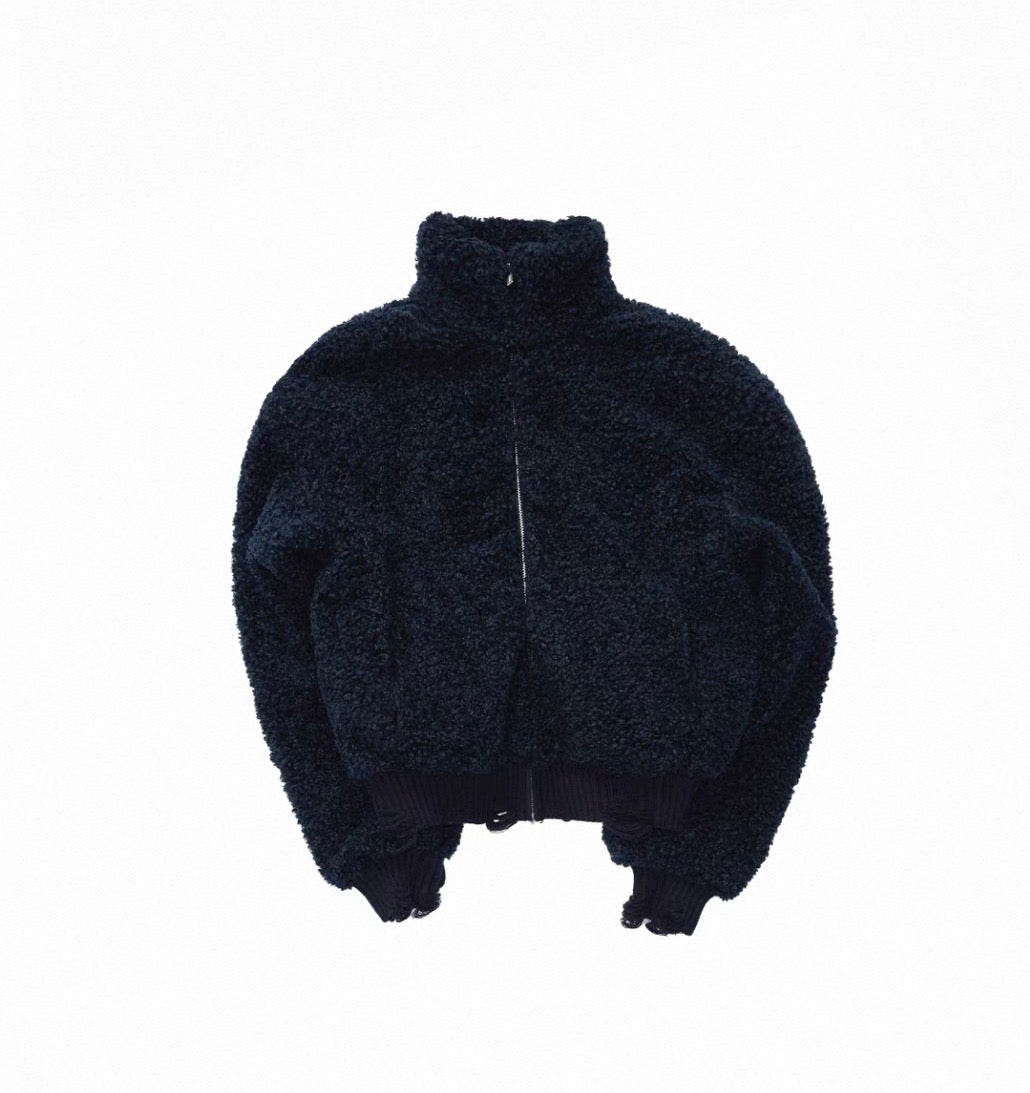 STAND-COLLAR SHERPA SHORT JACKET – 2colors