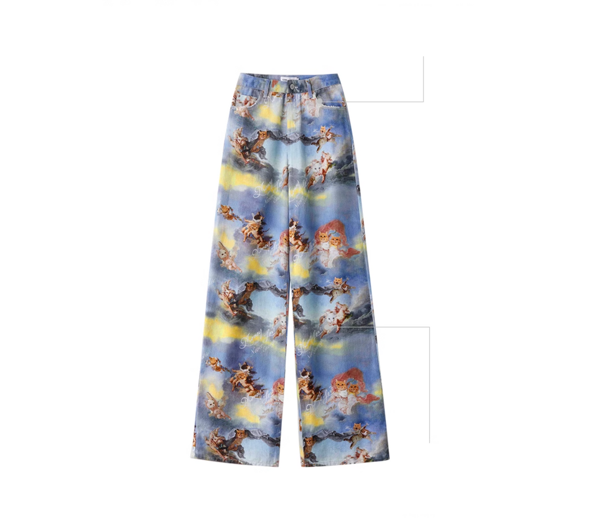 ANGEL KITTEN PRINTED MESH CROP TOP & PANTS