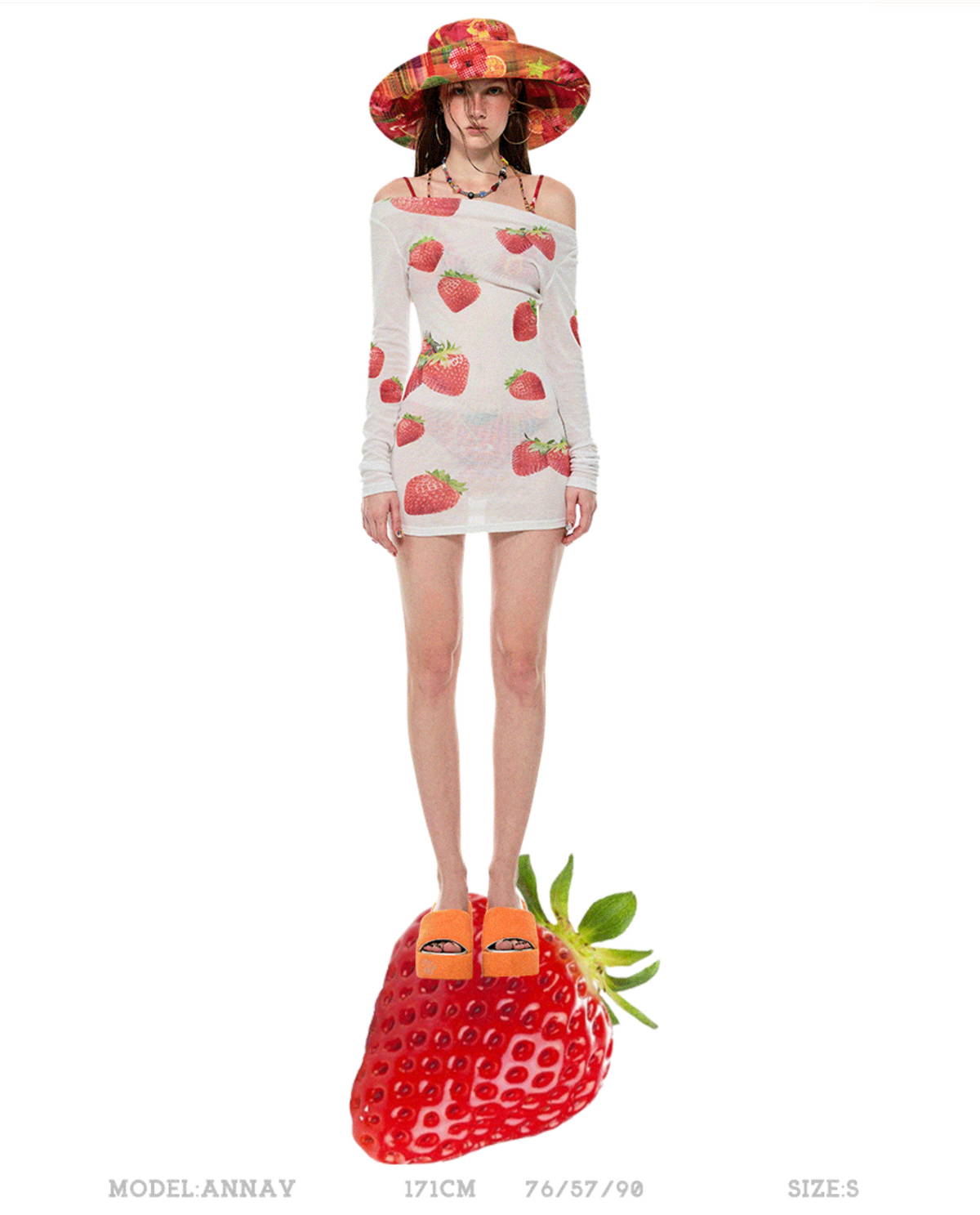 BOATNECK STRAWBERRY PRINT MINI BODYCON DRESS or TOP