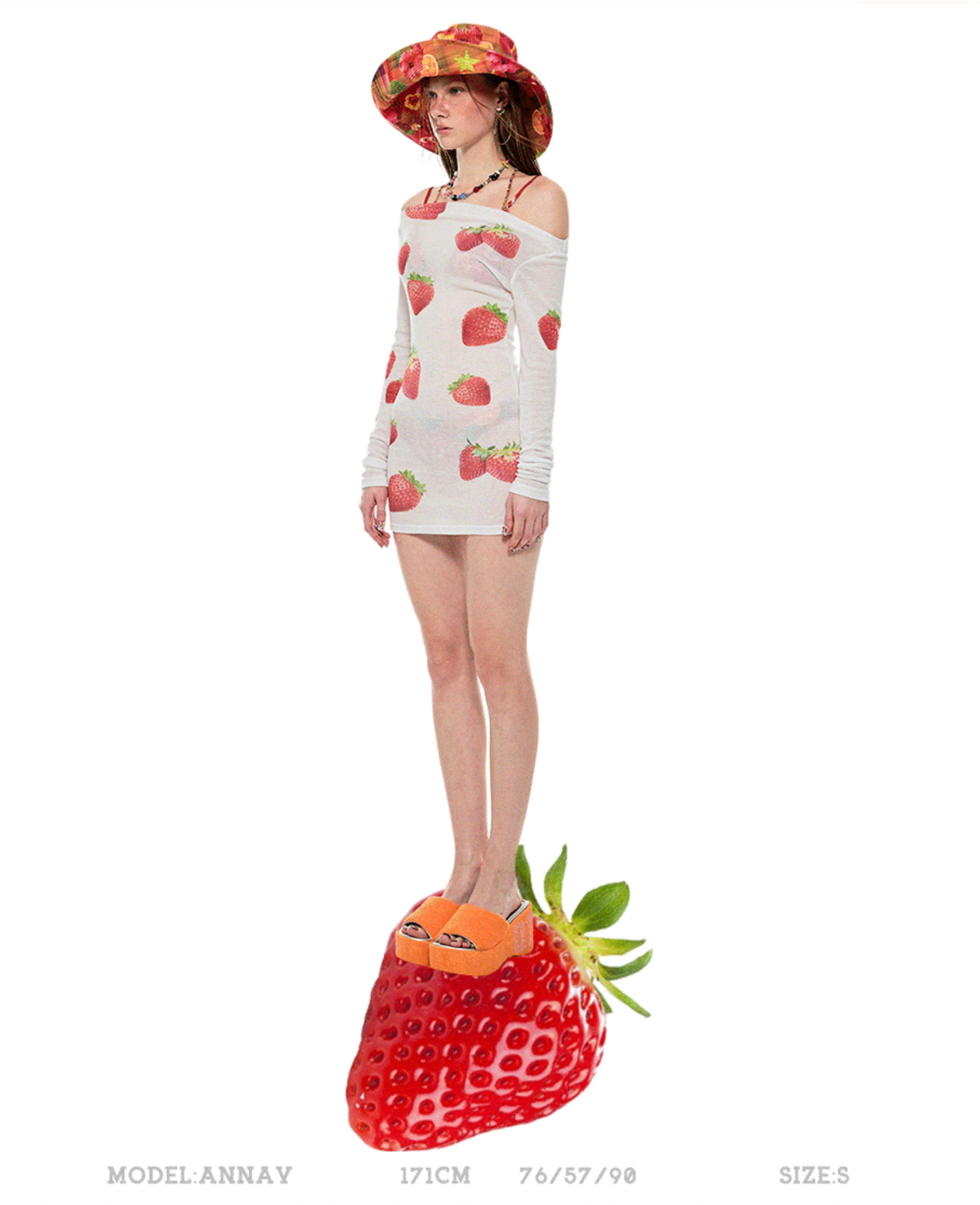 BOATNECK STRAWBERRY PRINT MINI BODYCON DRESS or TOP