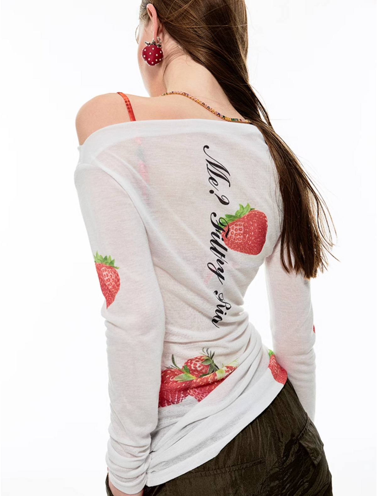 BOATNECK STRAWBERRY PRINT MINI BODYCON DRESS or TOP