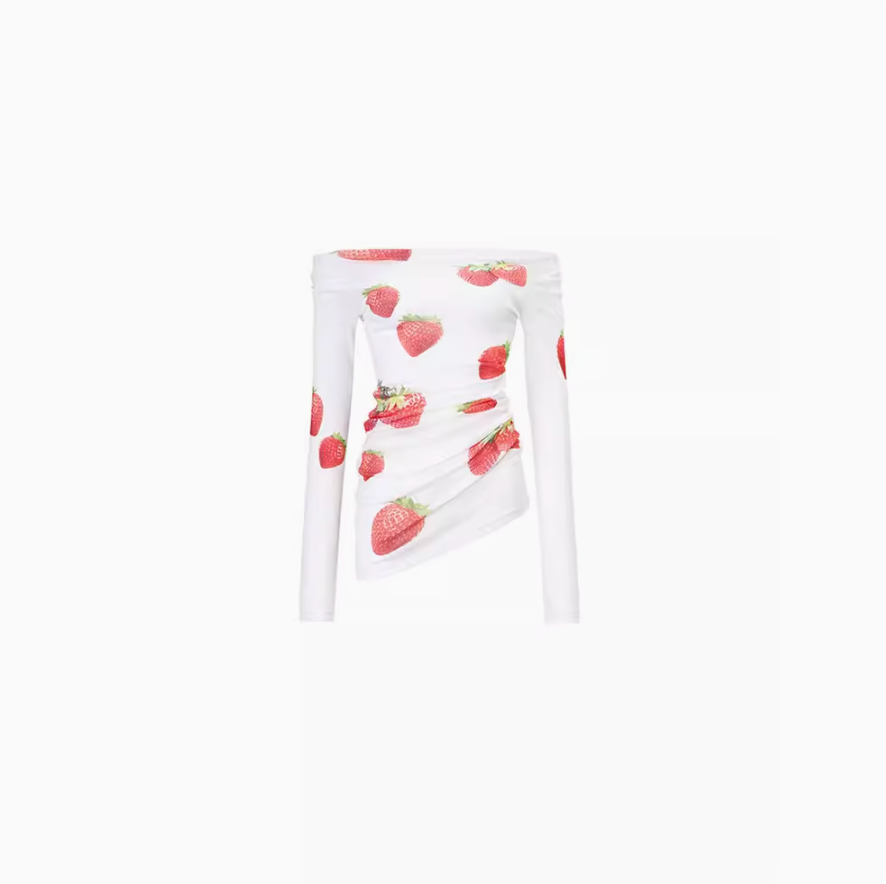 BOATNECK STRAWBERRY PRINT MINI BODYCON DRESS or TOP