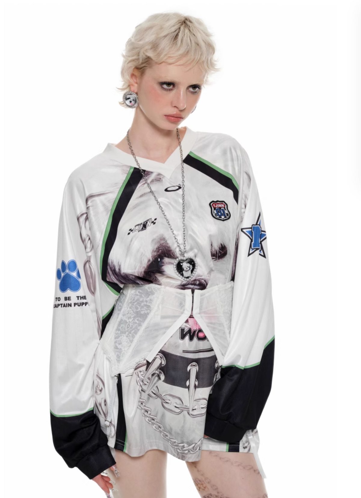 GEIST WHITE PUPPY OVERSIZED T-SHIRT