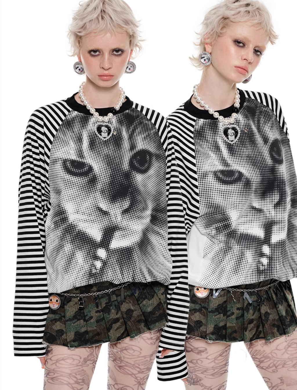 SMOKING CAT PRINT T-SHIRT
