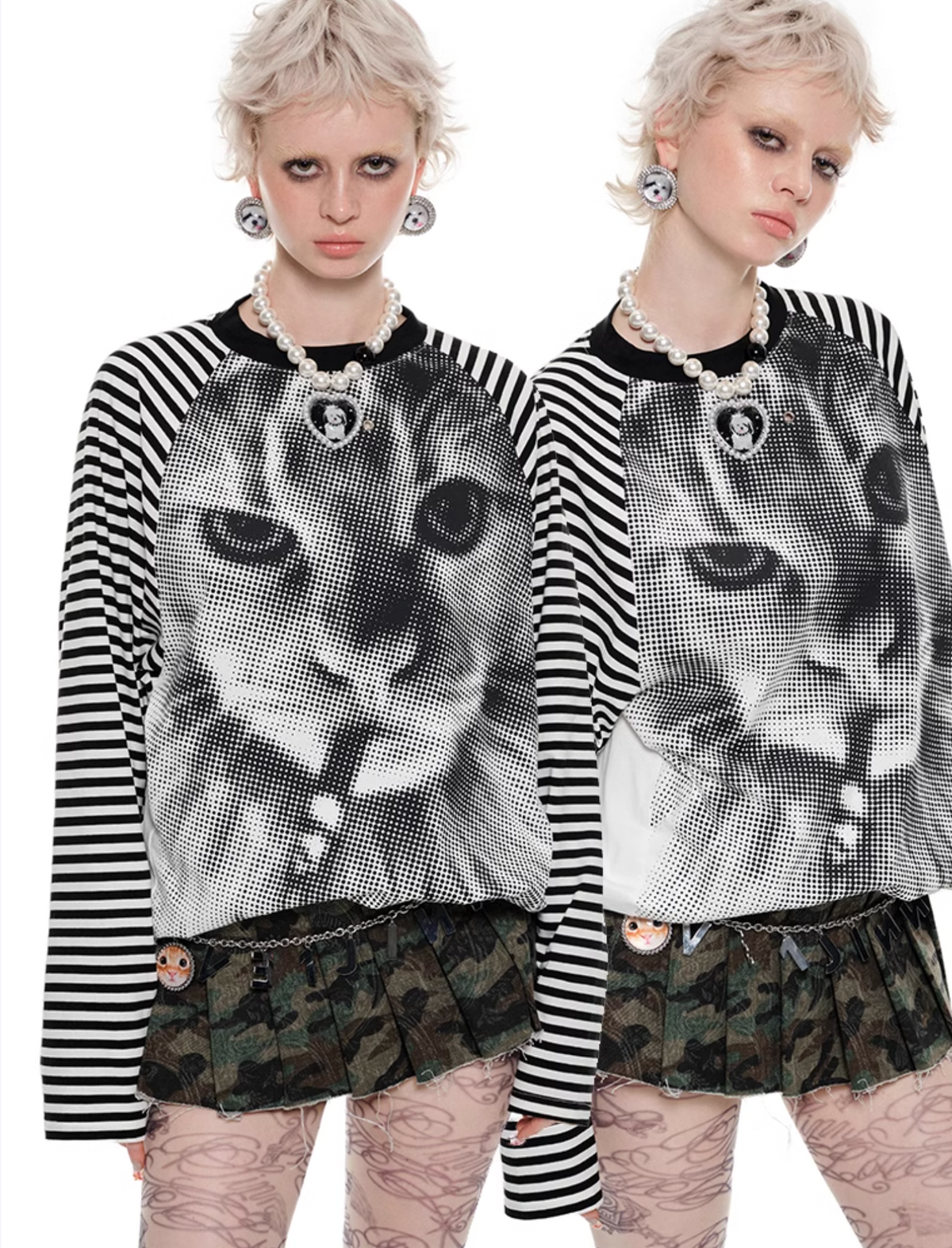 SMOKING CAT PRINT T-SHIRT