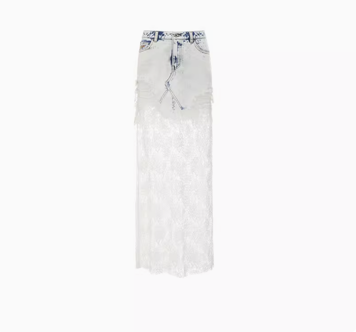 CHANTELLE DENIM LACE SKIRT – BLACK