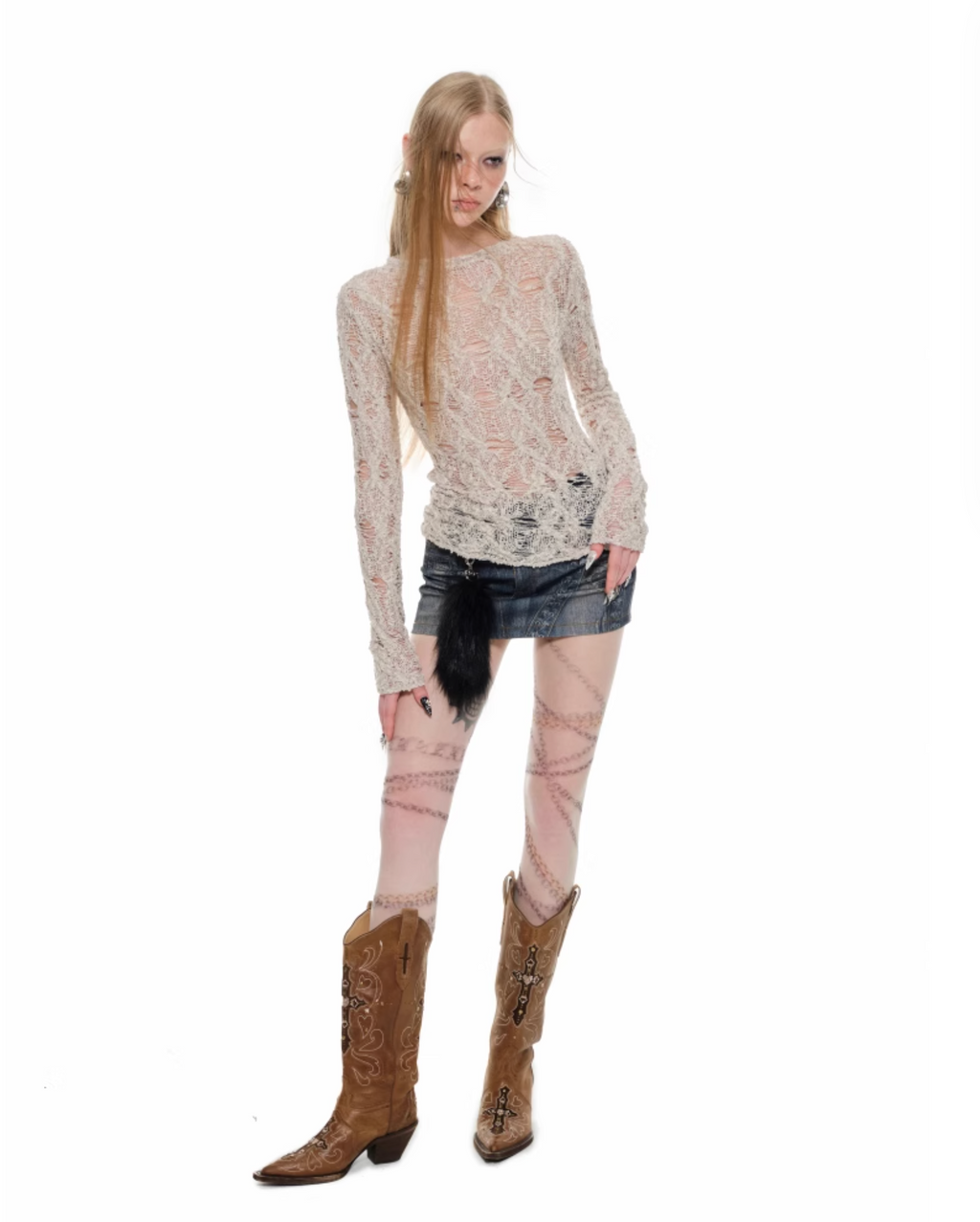 ERIKA CROCHET LONG SLEEVE TOP – 2colors