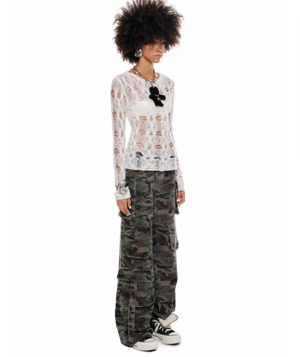 ERIKA CROCHET LONG SLEEVE TOP – 2colors