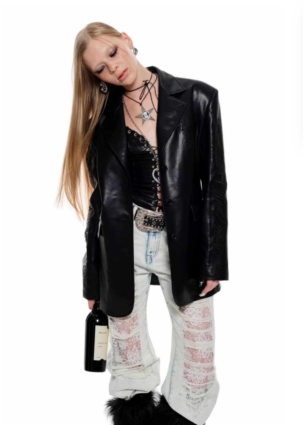 GEMALA FAUX LEATHER BLAZER – 2colors