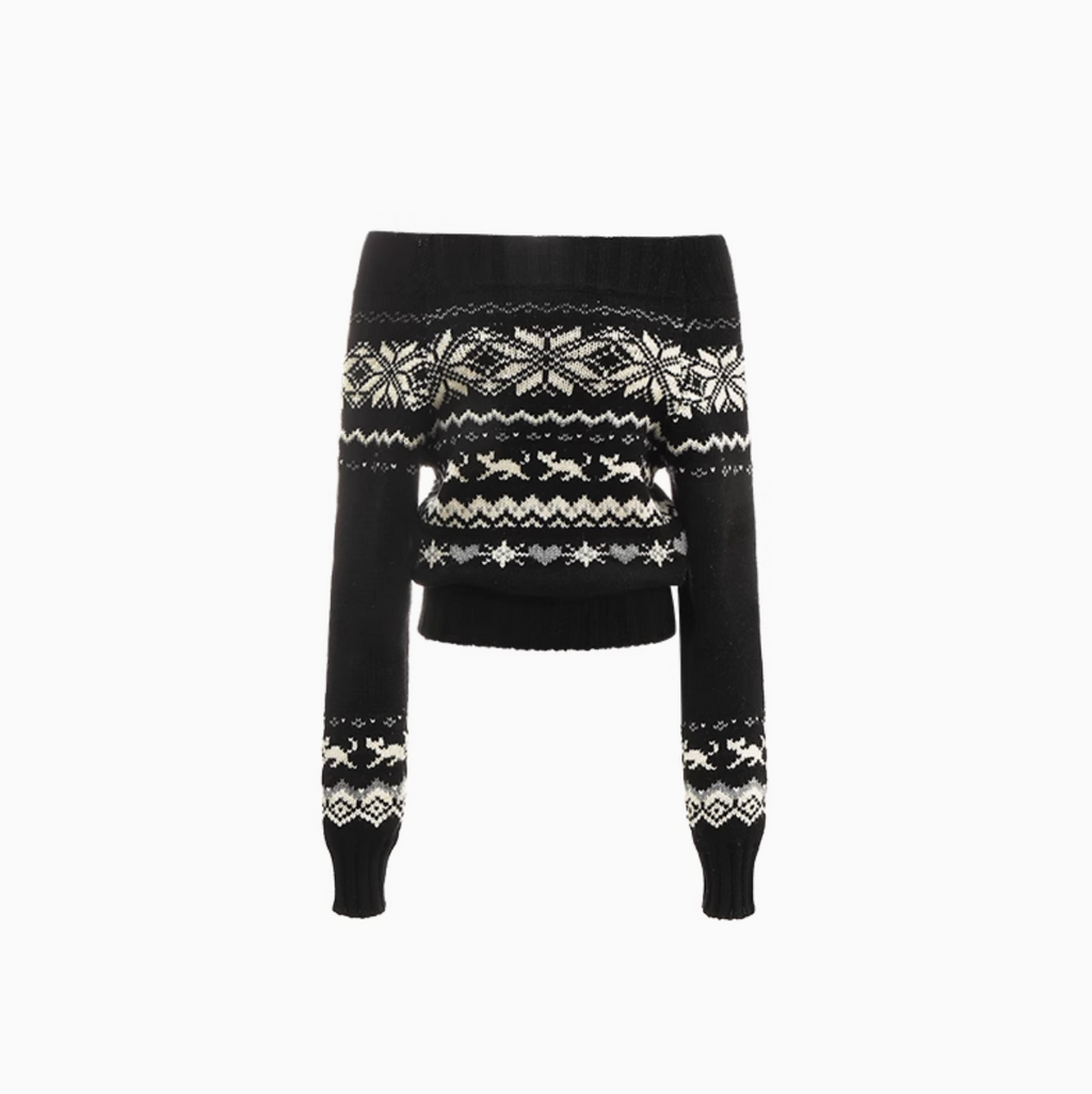 🇹🇭 TANAオフショルダー ノルディックカットアウトニット ♱ (全3色）