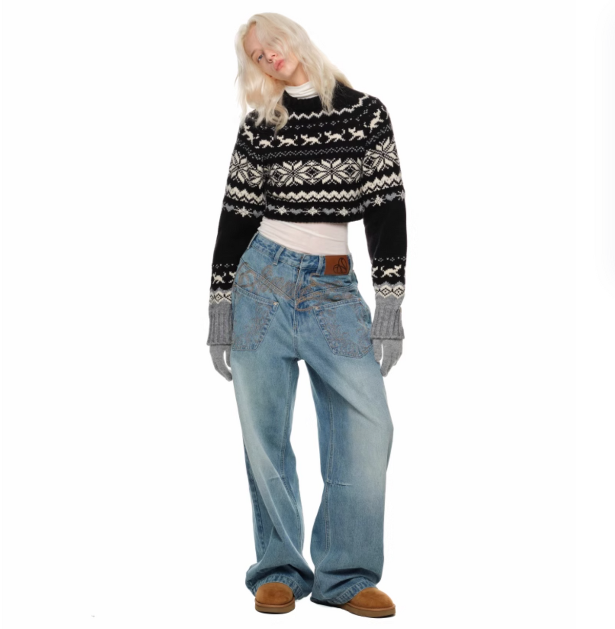 🇹🇭TANAノルディック クロップドニットトップス ♱ (全2色）