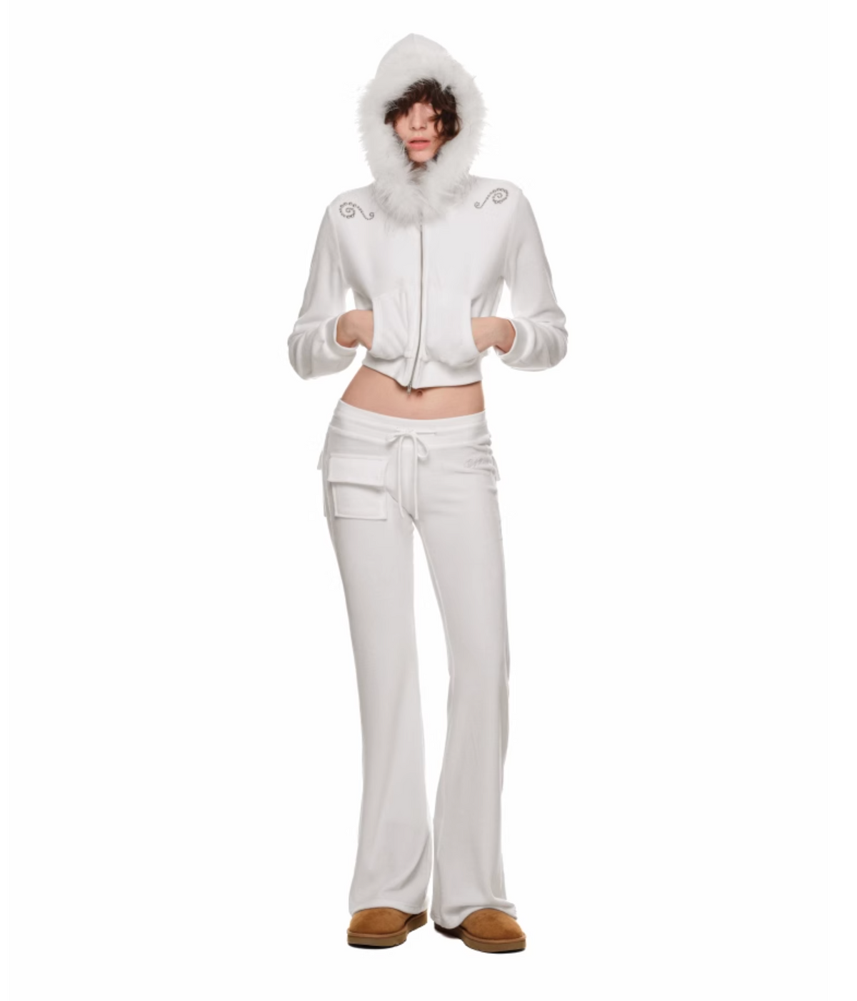 INDIE VELVET RACCOON FUR HOODIE 2-PIECE SET – 3colors