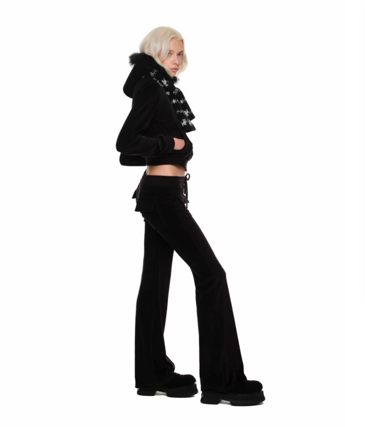 INDIE VELVET RACCOON FUR HOODIE 2-PIECE SET – 3colors
