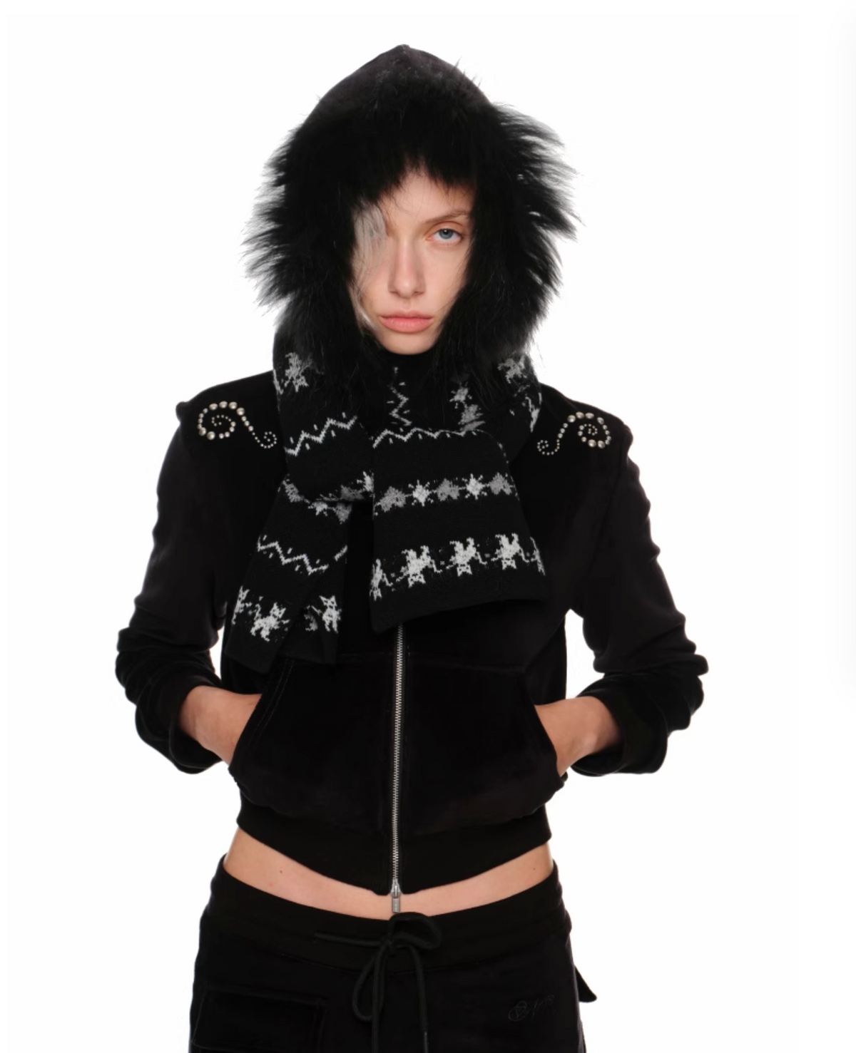 INDIE VELVET RACCOON FUR HOODIE 2-PIECE SET – 3colors