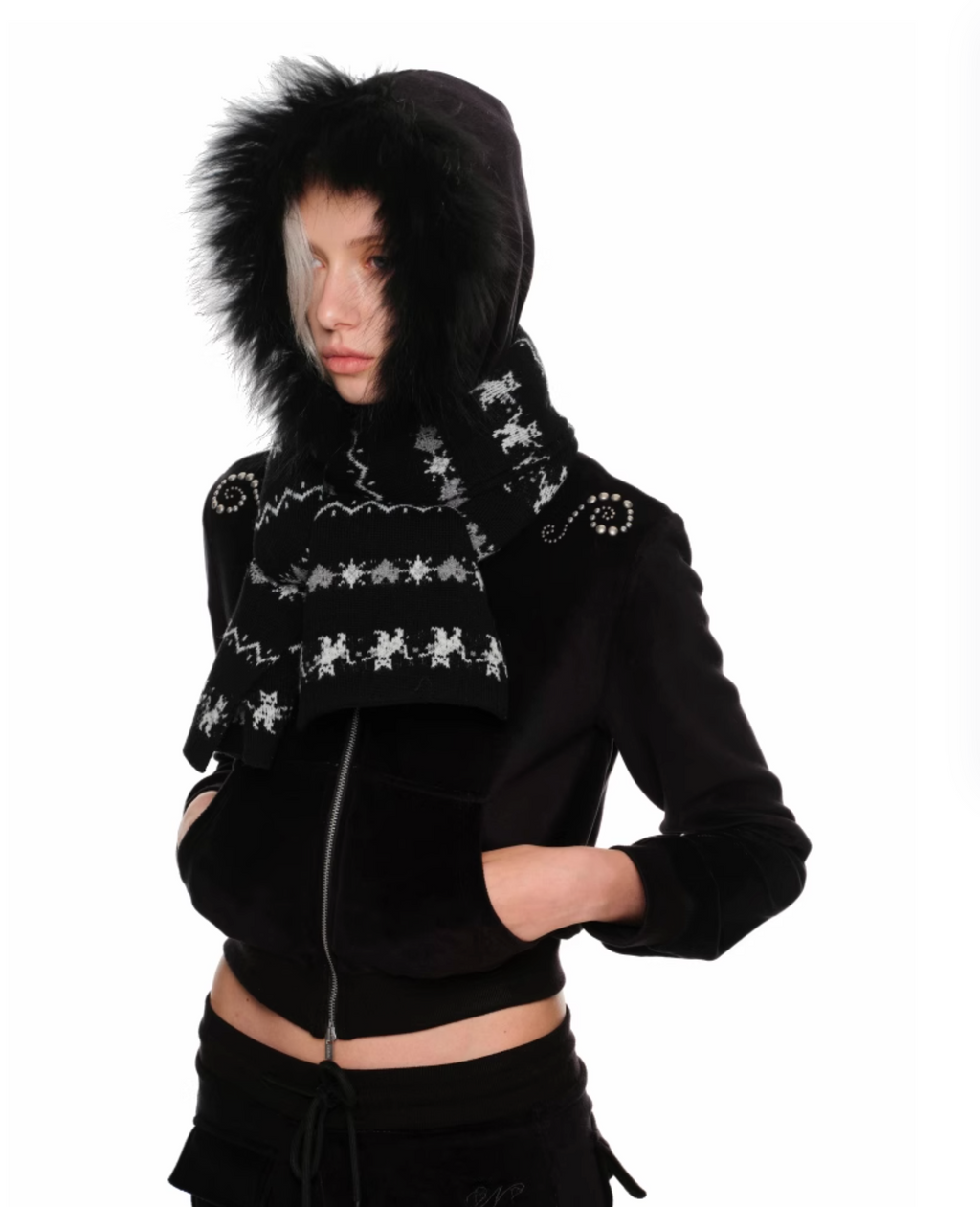 INDIE VELVET RACCOON FUR HOODIE 2-PIECE SET – 3colors