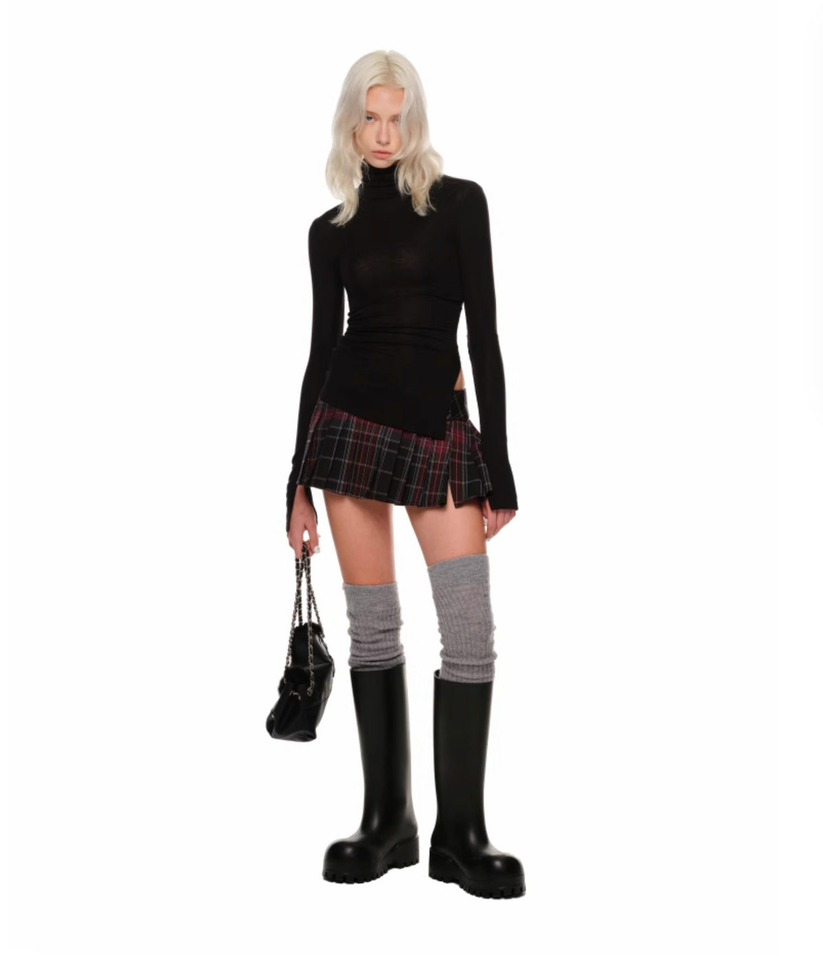 MINGA PLAID PLEATED MINI SKIRT – RED