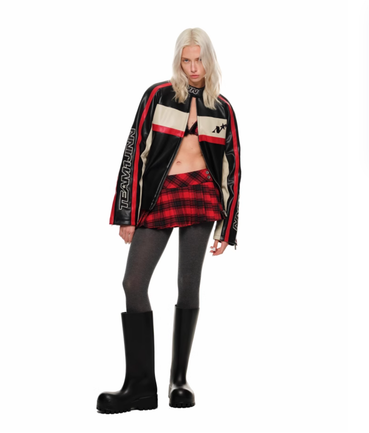 MINGA PLAID PLEATED MINI SKIRT – RED